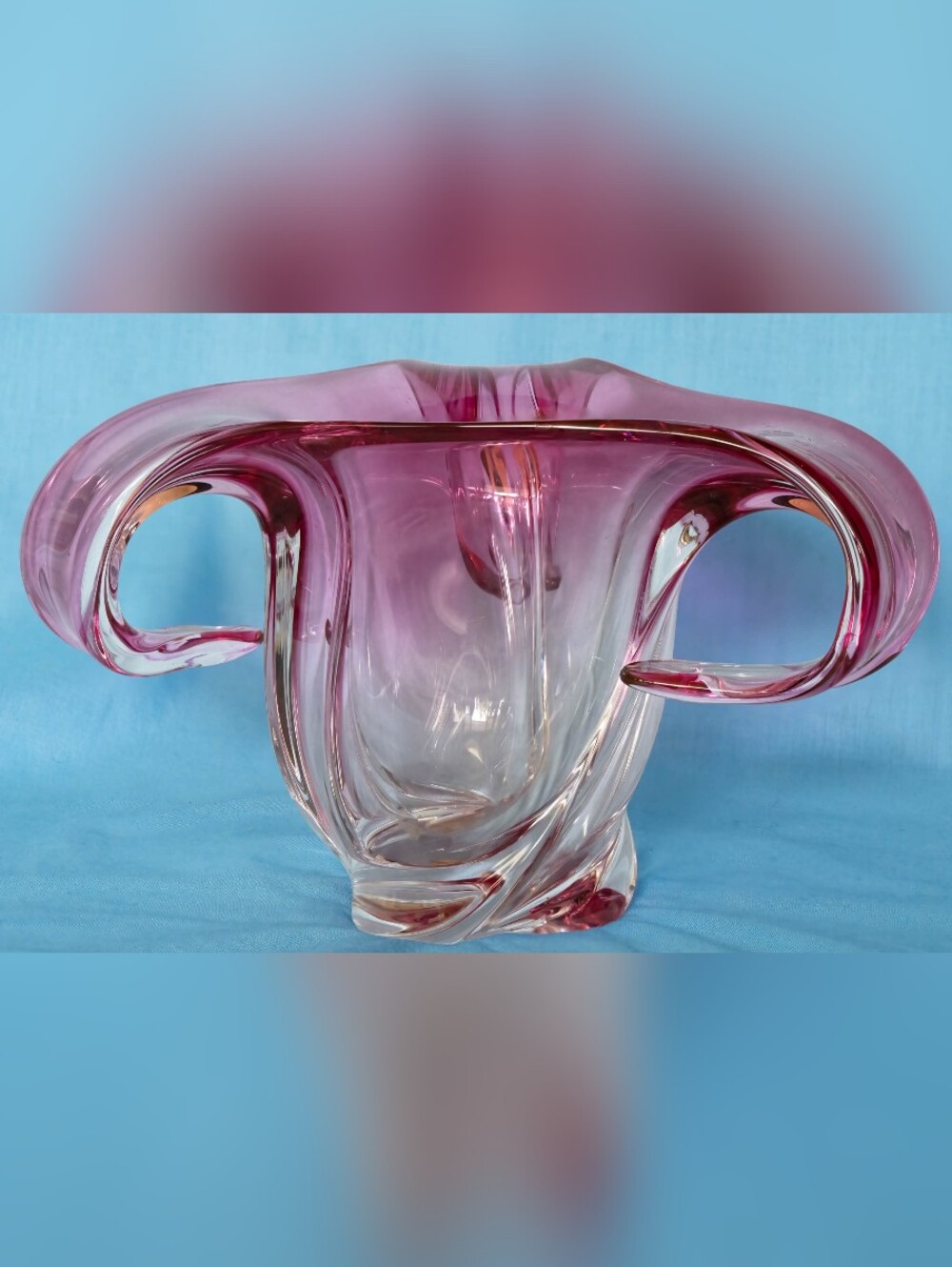 Beautiful Val St.Lambert Crystal Cranberry Glass Vase!Made in Belgium  Mint!Vtg